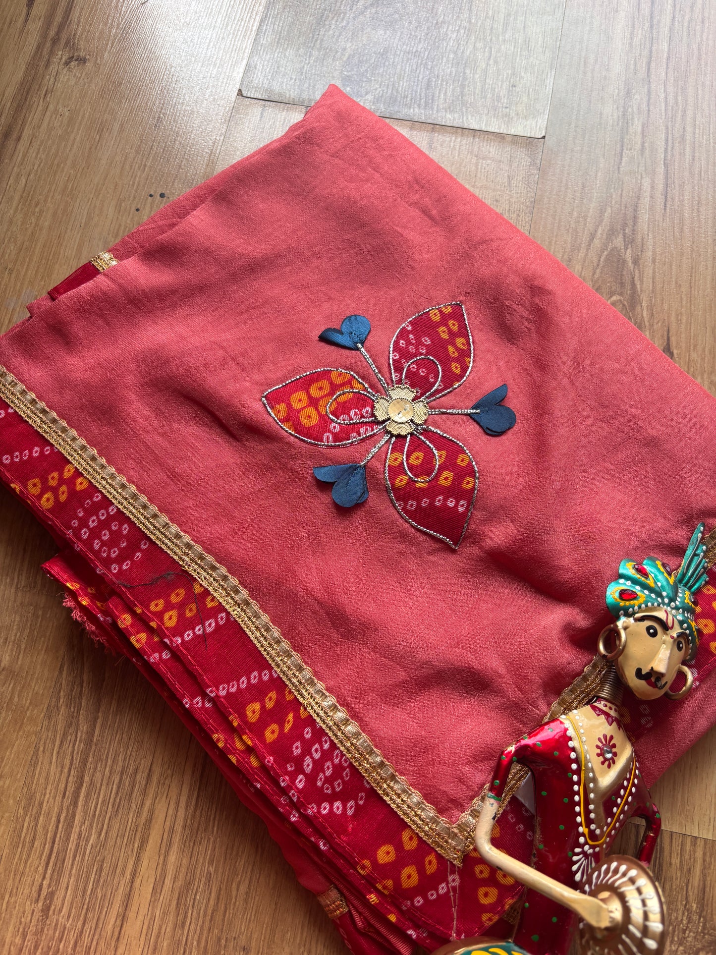 Peach Dola Silk Saree