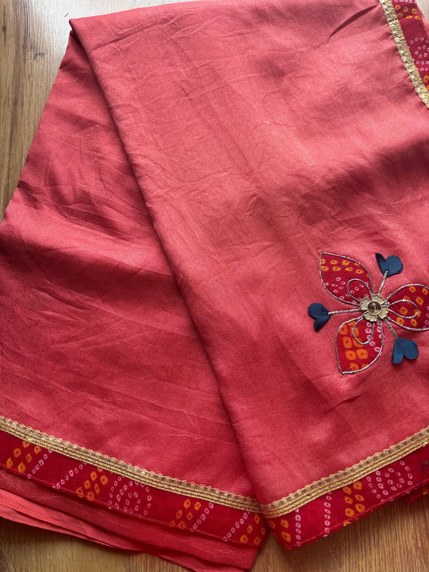 Peach Dola Silk Saree