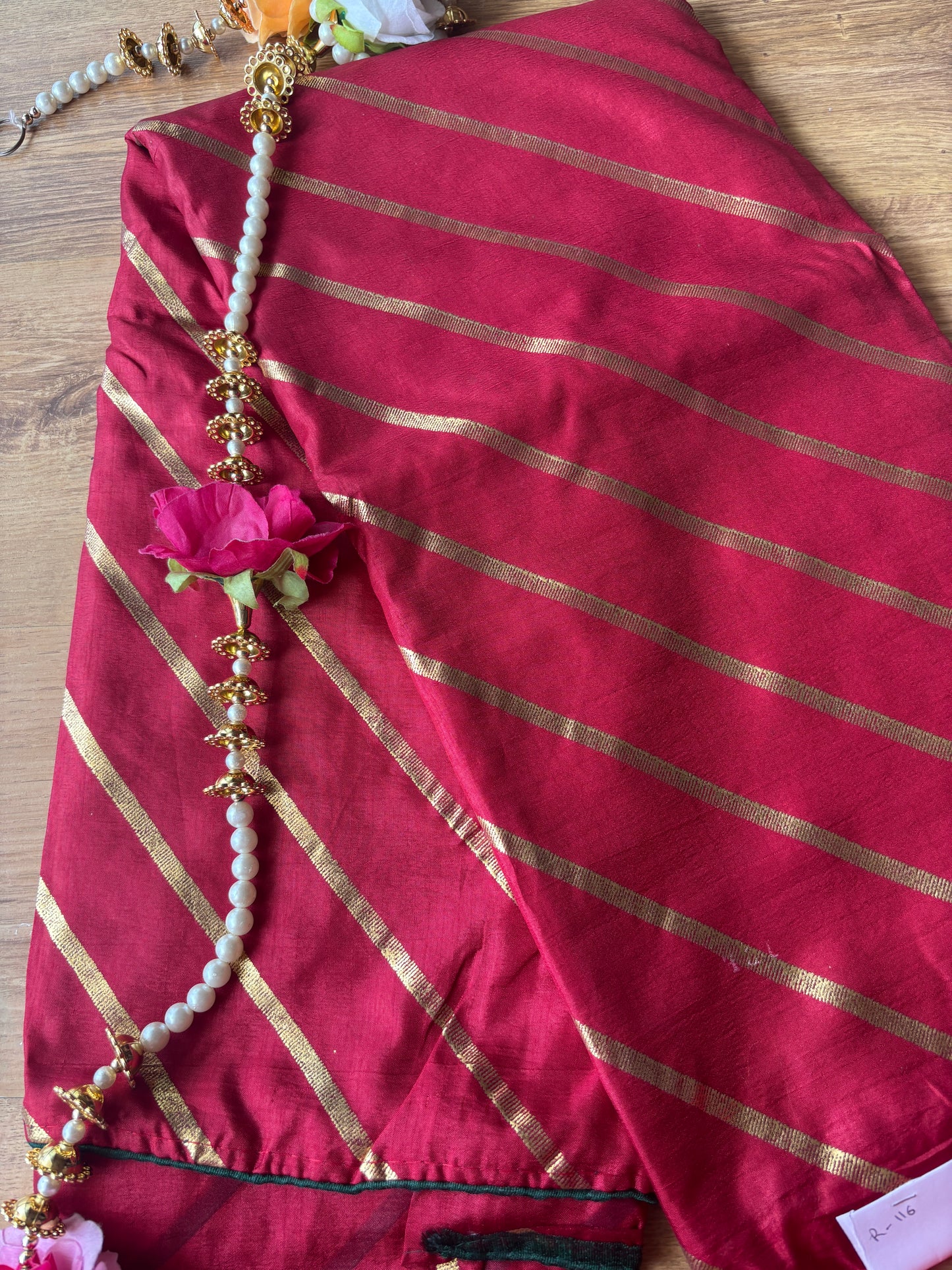 Maroon Lehariya Dola Silk Saree