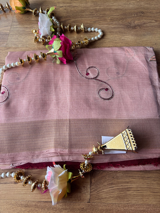 Light Peach(87) Cotton Silk Saree