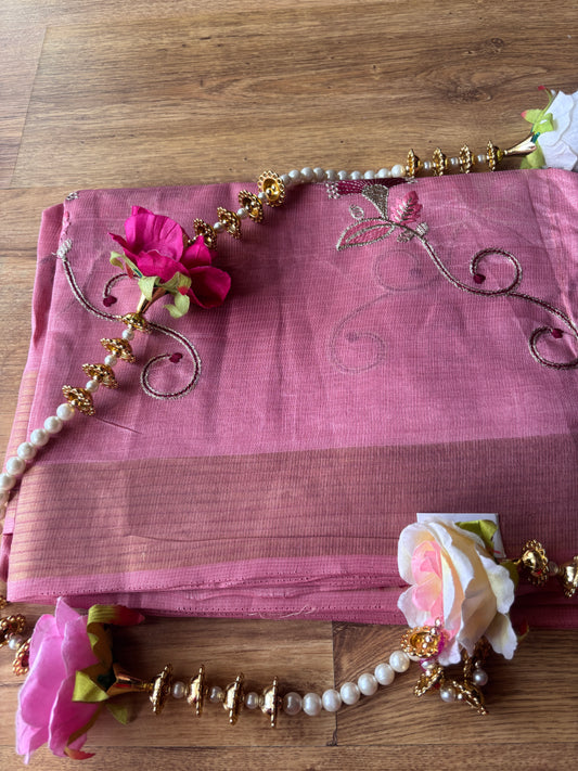 Pink Cotton Silk Saree