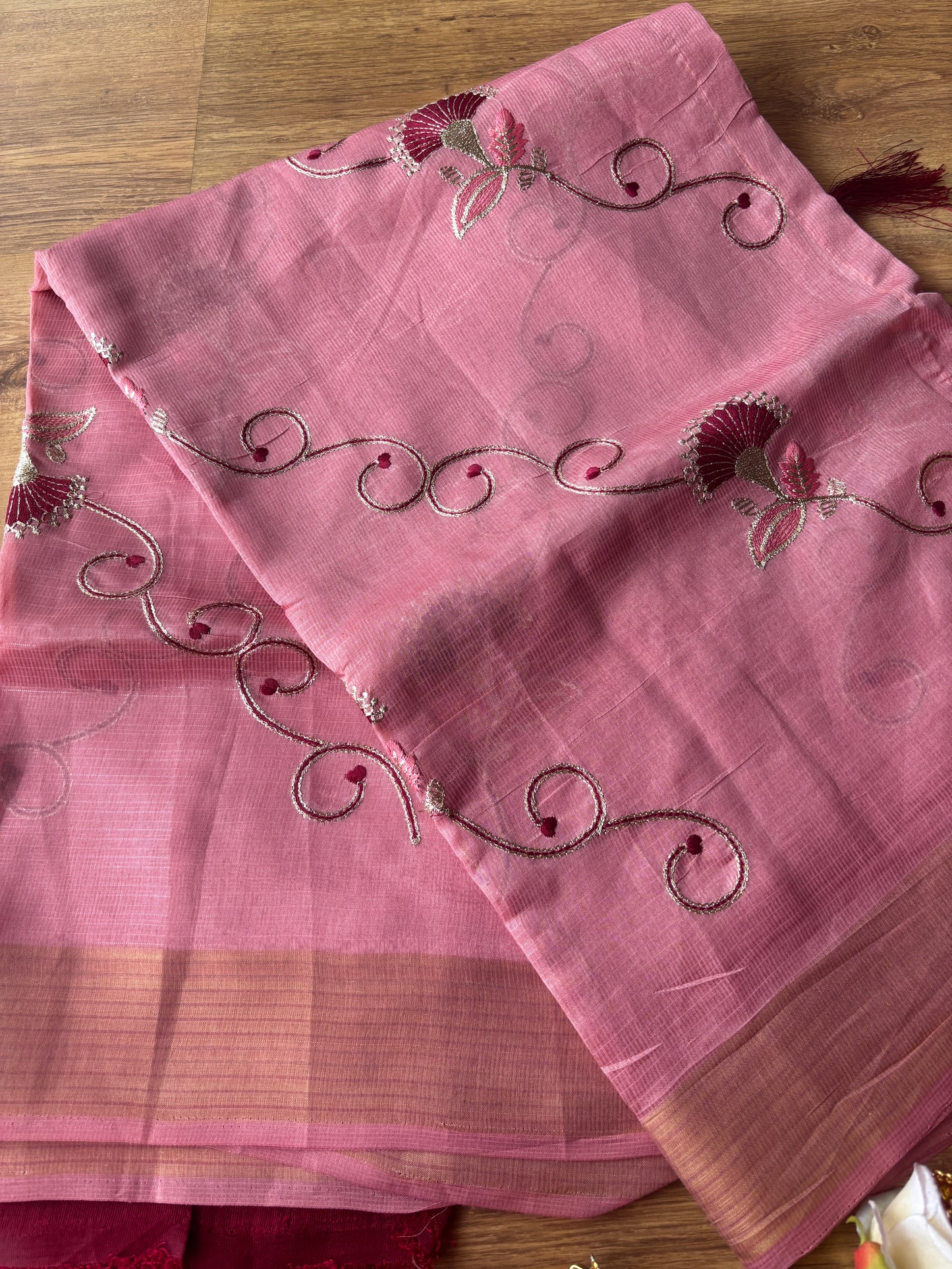 Pink Cotton Silk Saree