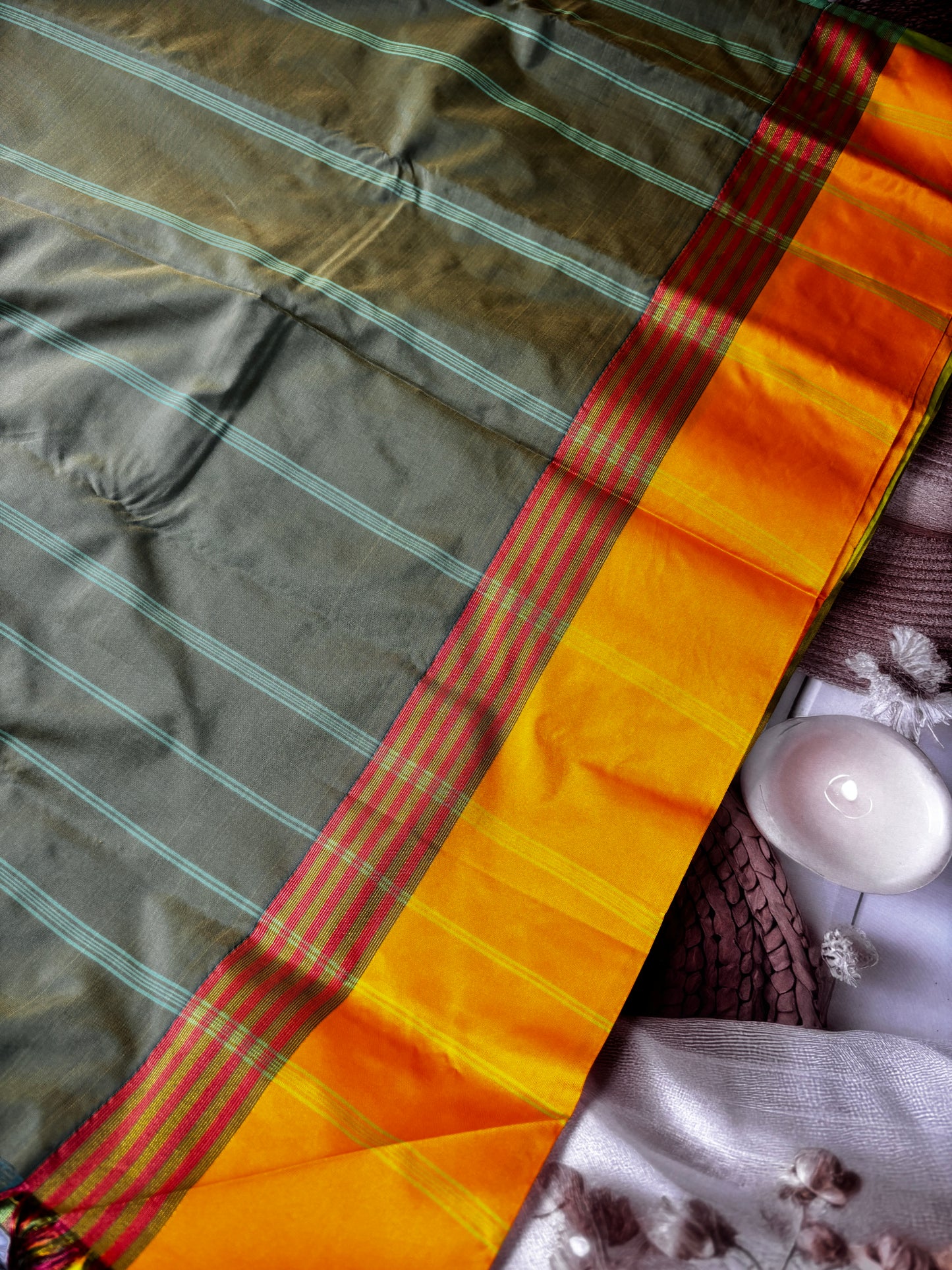 Vrindaa – Green & Yellow Soft Silk Saree