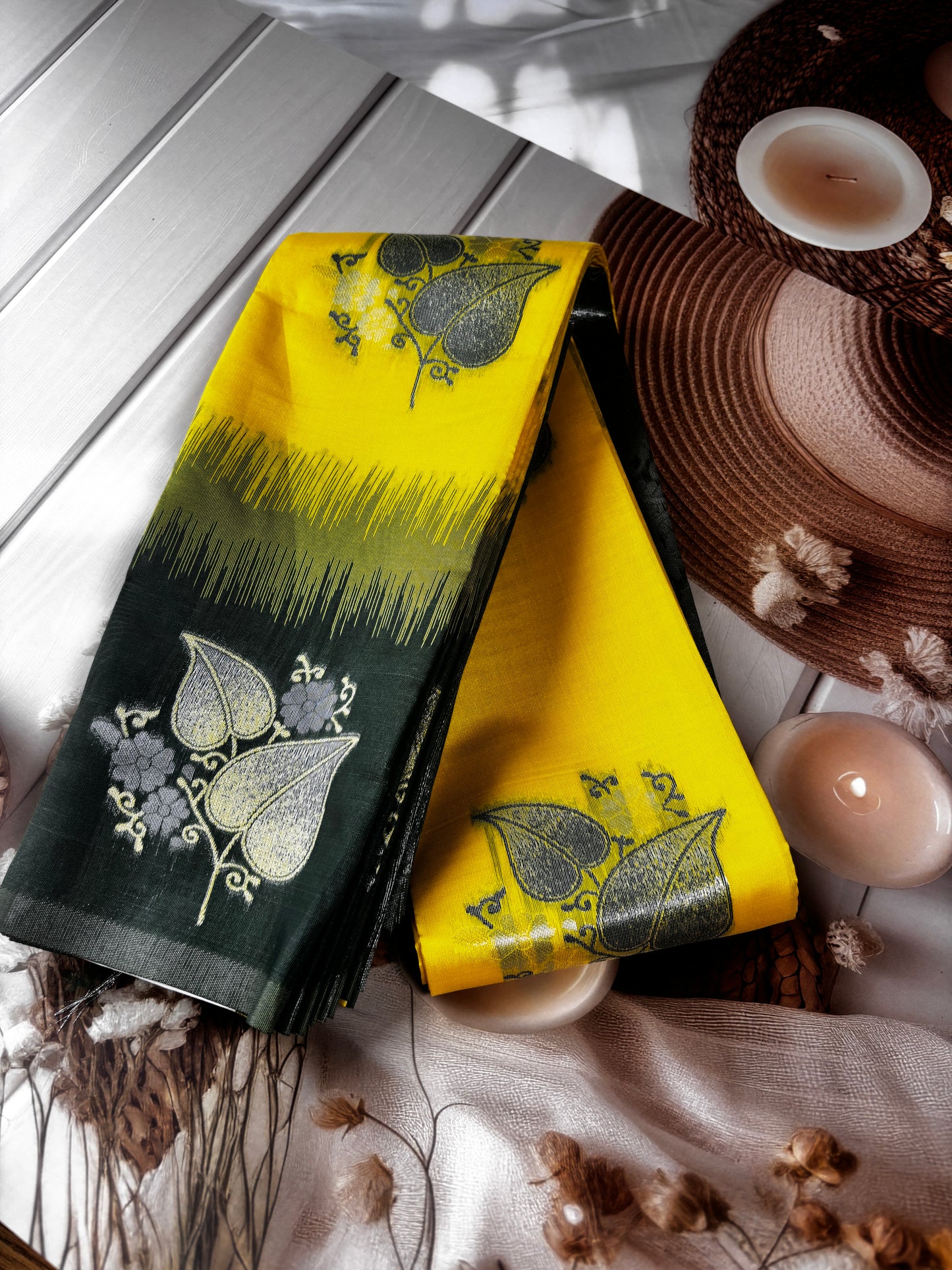 Harita Deepa2 - Yellow & Bottle Green Soft Kanchivaram Silk Saree