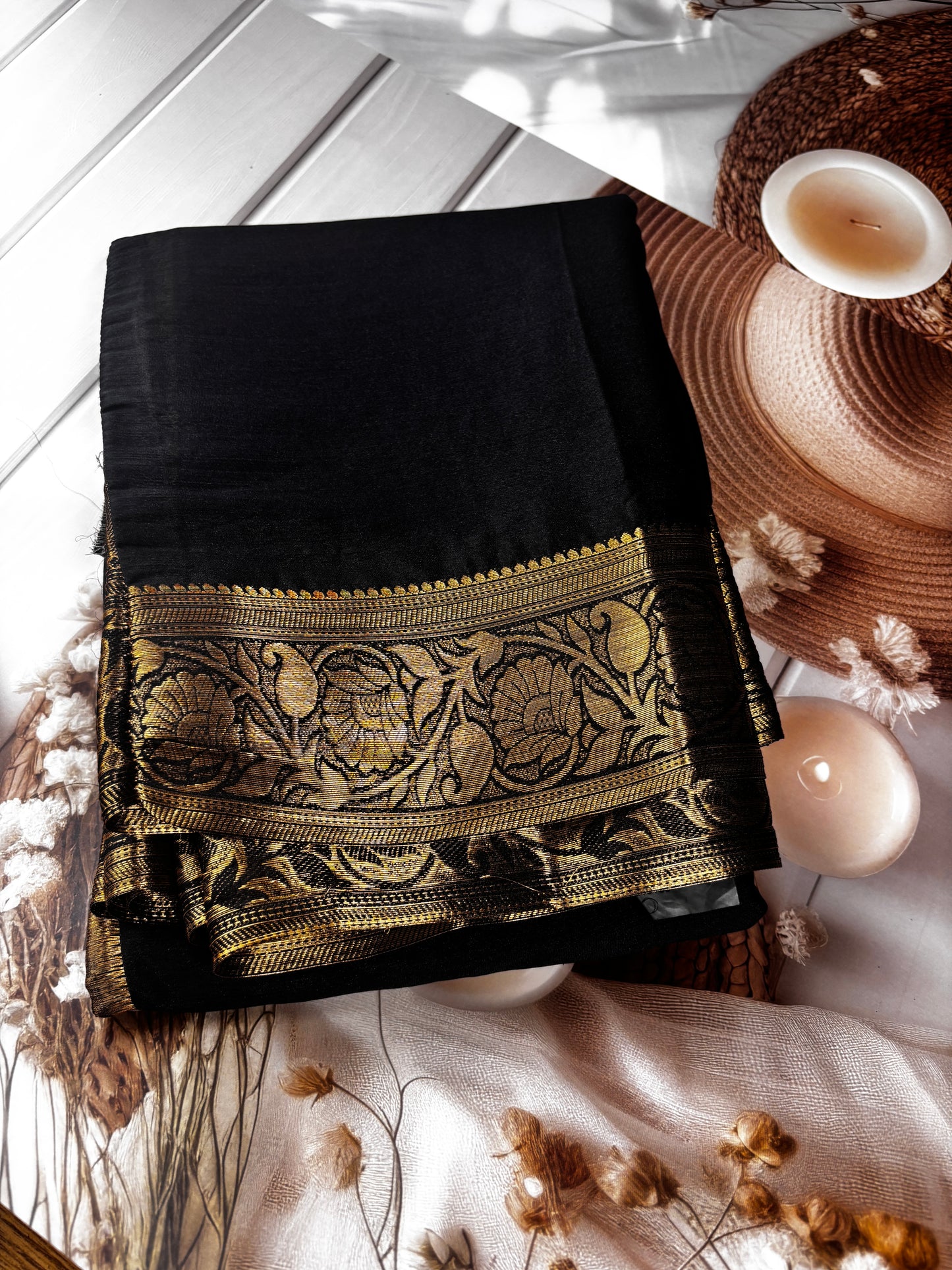 Midnight Elegance Black2 Chiffon Silk Saree