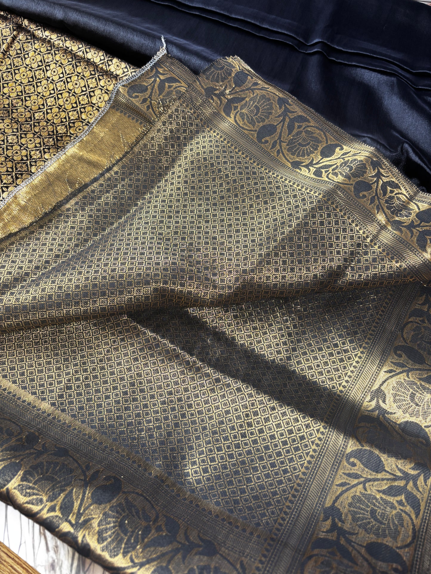 Midnight Elegance Black2 Chiffon Silk Saree