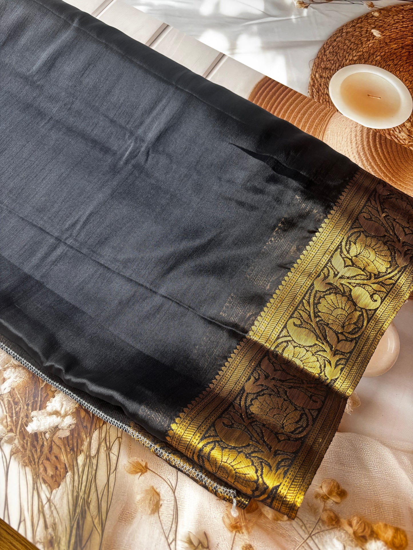Midnight Elegance Black2 Chiffon Silk Saree