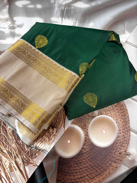 Emerald Grace Green Soft Silk Saree