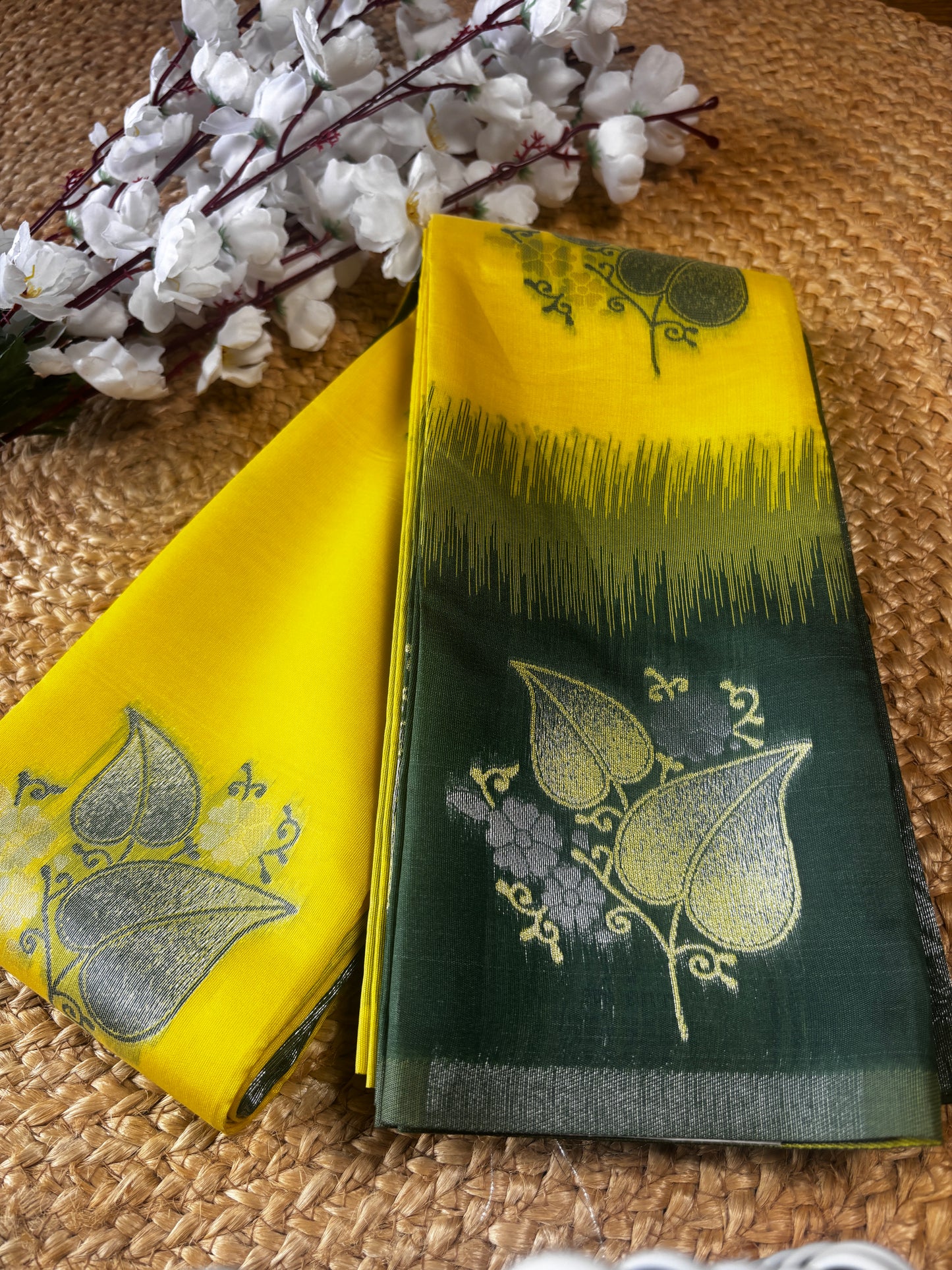 Harita Deepa2 - Yellow & Bottle Green Soft Kanchivaram Silk Saree