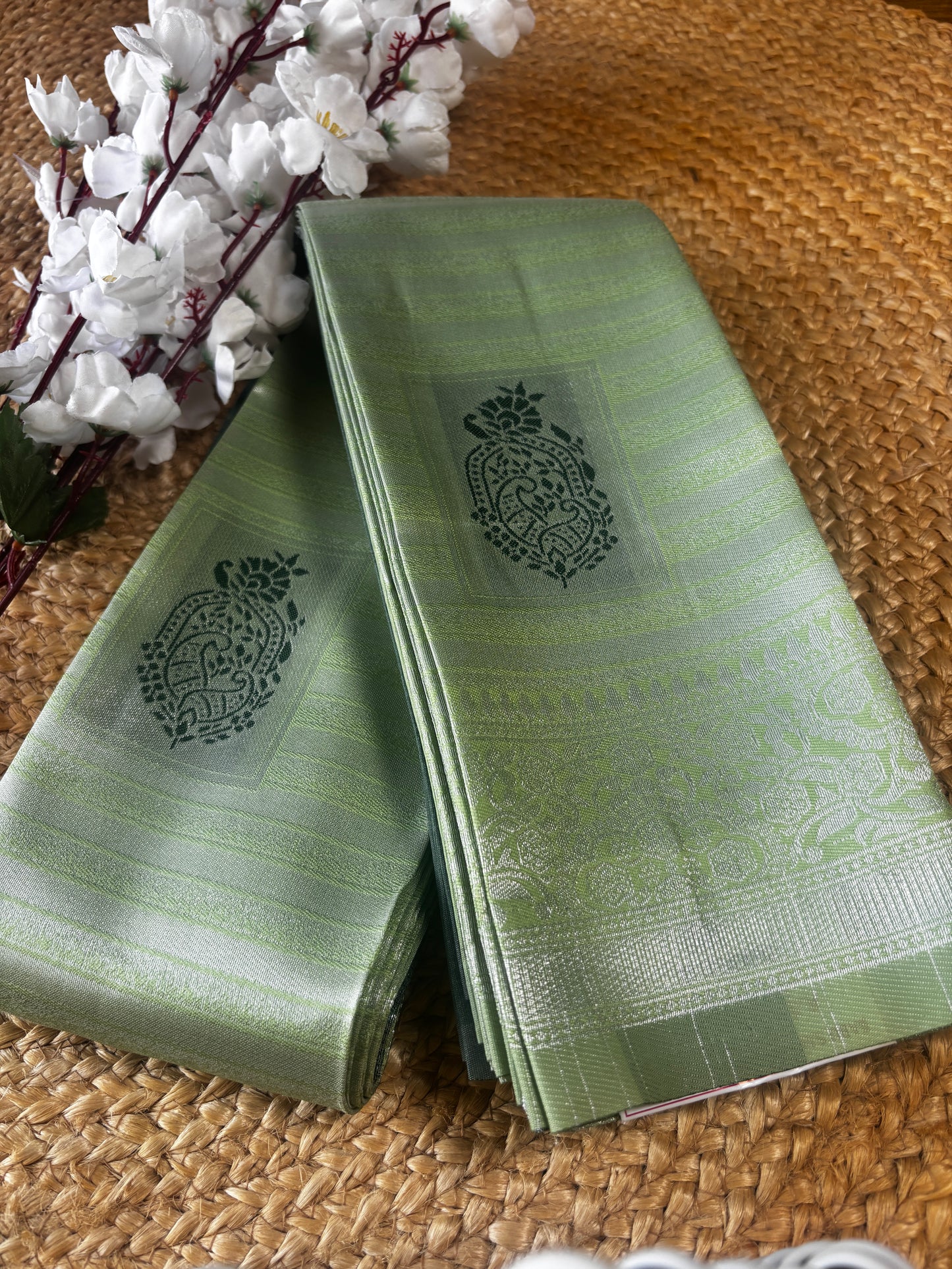 Swarnika - Mint Green Kanchivaram Soft Silk Saree