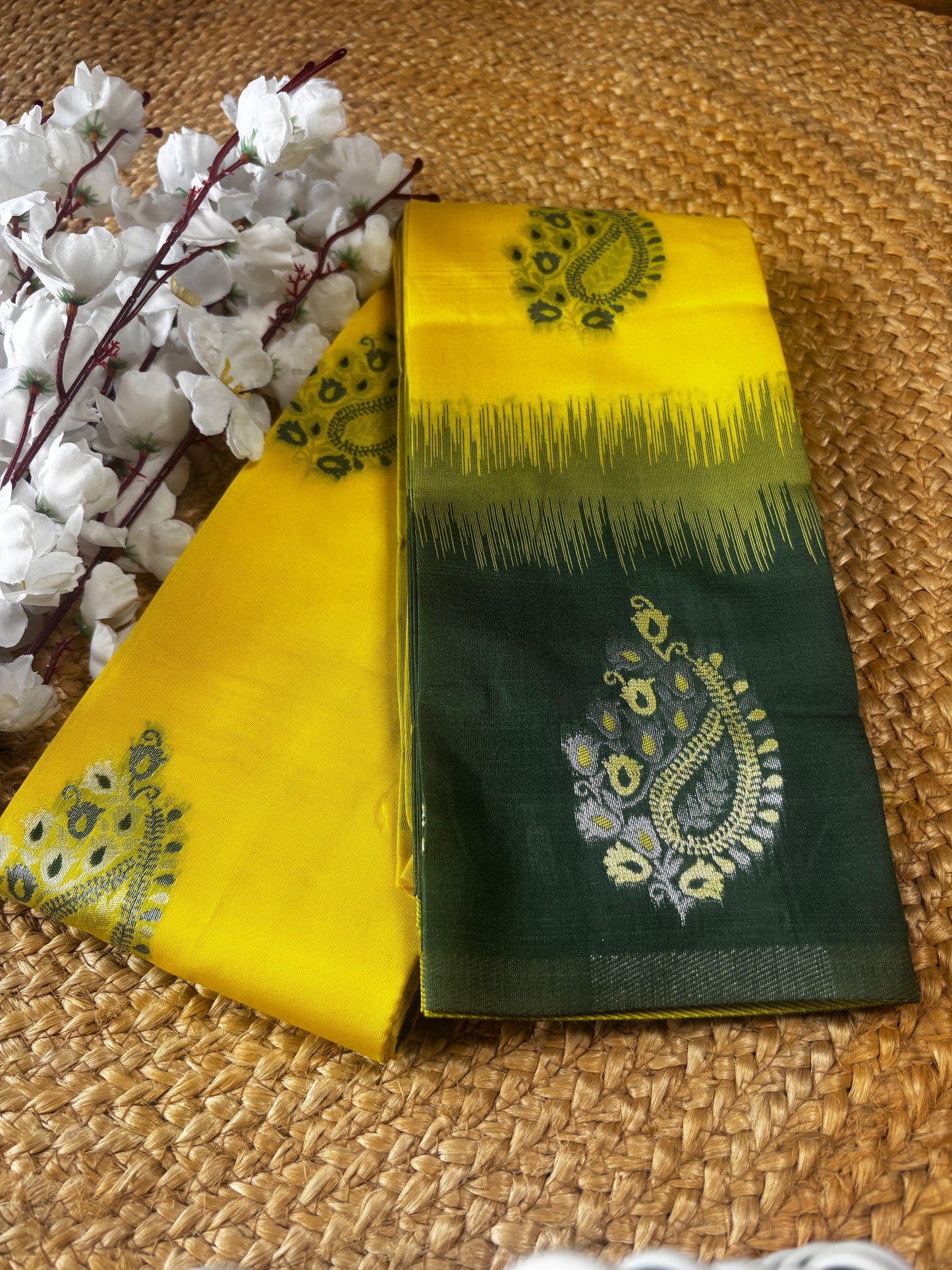 Harita Deepa3- Yellow and Green  Soft Kanchivaram Silk Saree