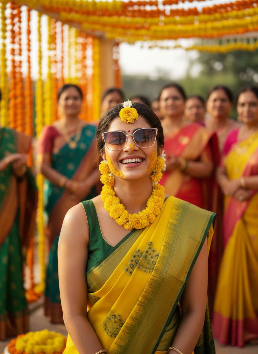 Harita Deepa3- Yellow and Green  Soft Kanchivaram Silk Saree