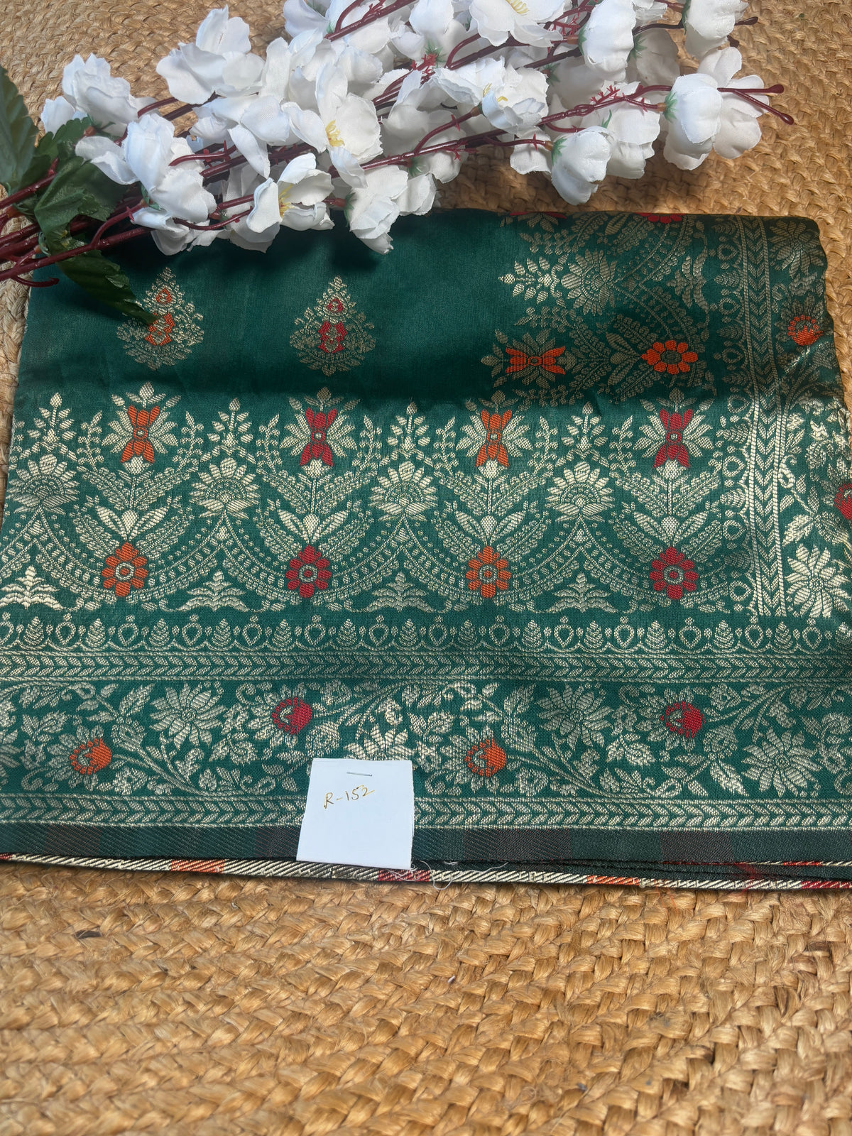 Meera – Emerald Green Soft Silk Saree