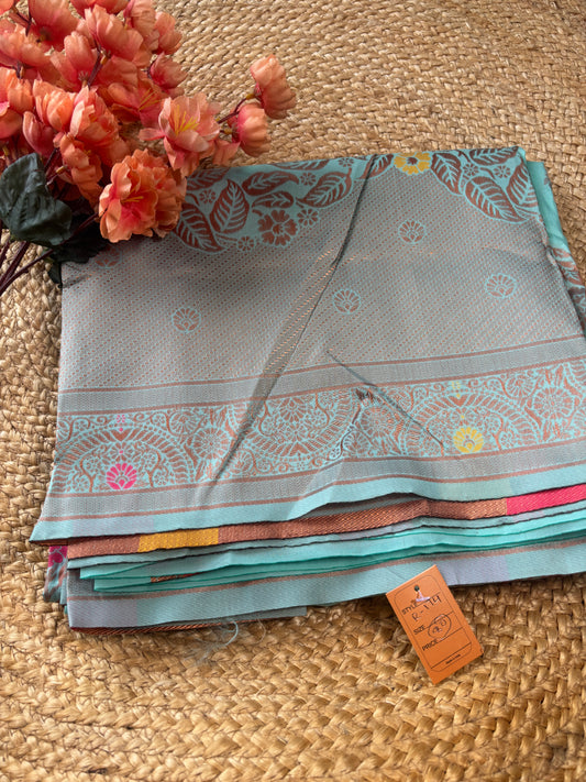 Kavya Aqua Blue Soft Silk Saree