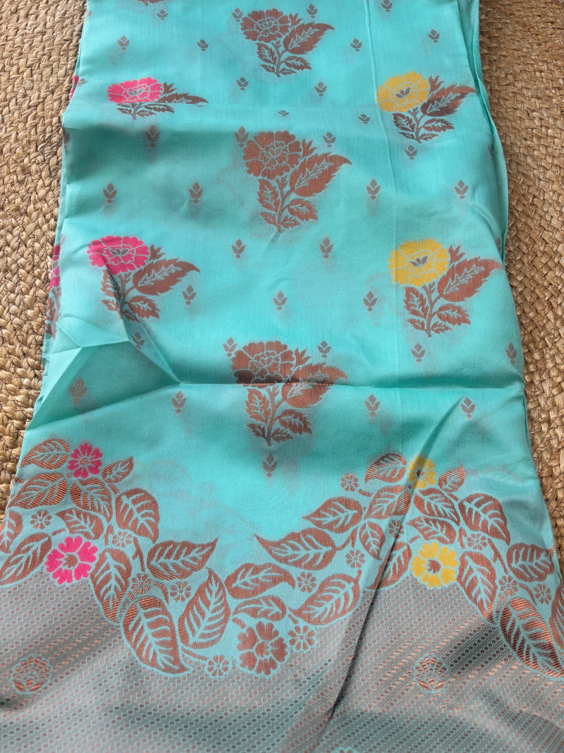 Kavya Aqua Blue Soft Silk Saree