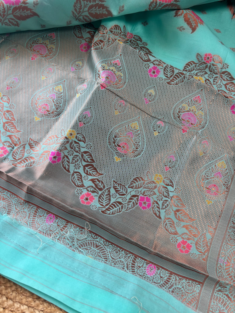 Kavya Aqua Blue Soft Silk Saree