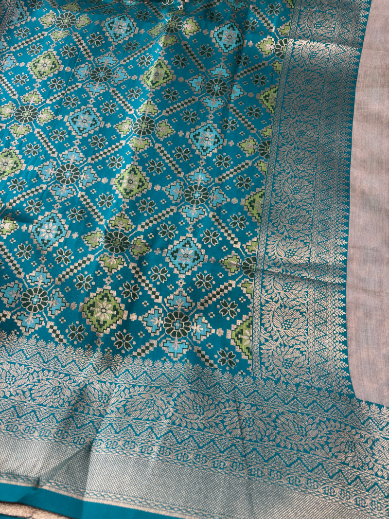 Myra Cream & Green Banarasi Cotton Silk Saree