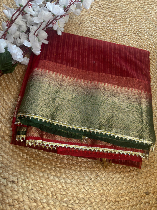 Classic Red Organza Silk Saree