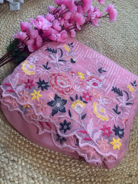 Shimmering Dusty Rose Pink Sequin Saree