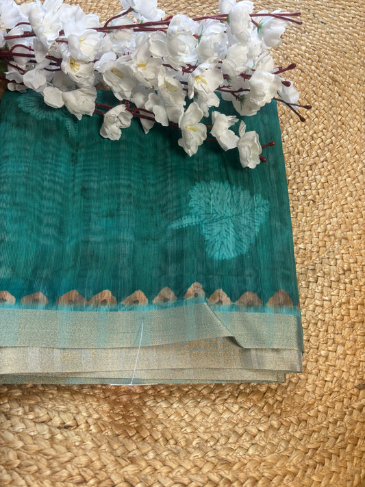 Serenity Green Pure Cotton Saree