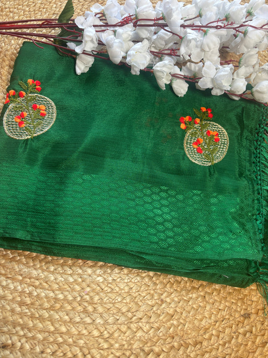 Nandini Green Dola Silk Saree