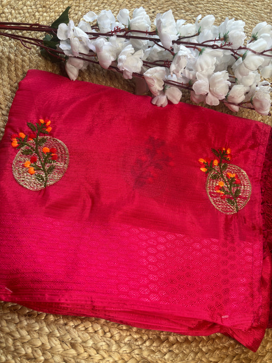 Nandini Peach Dola Silk Saree