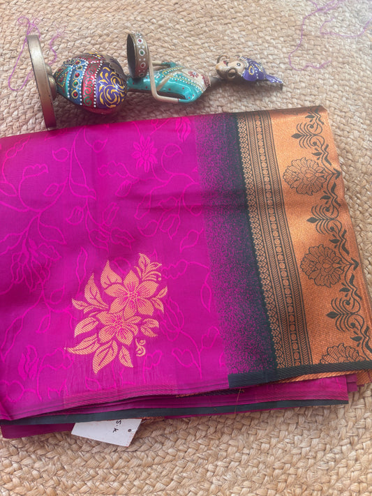 Anvika Magenta Bloom Silk Saree | Radhe Ethnics