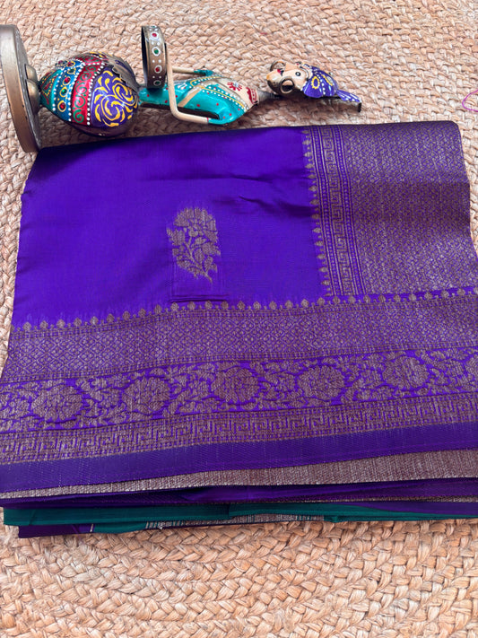 Ishika Royal Violet Silk Saree with Rich Zari Border | Radhe Ethnics