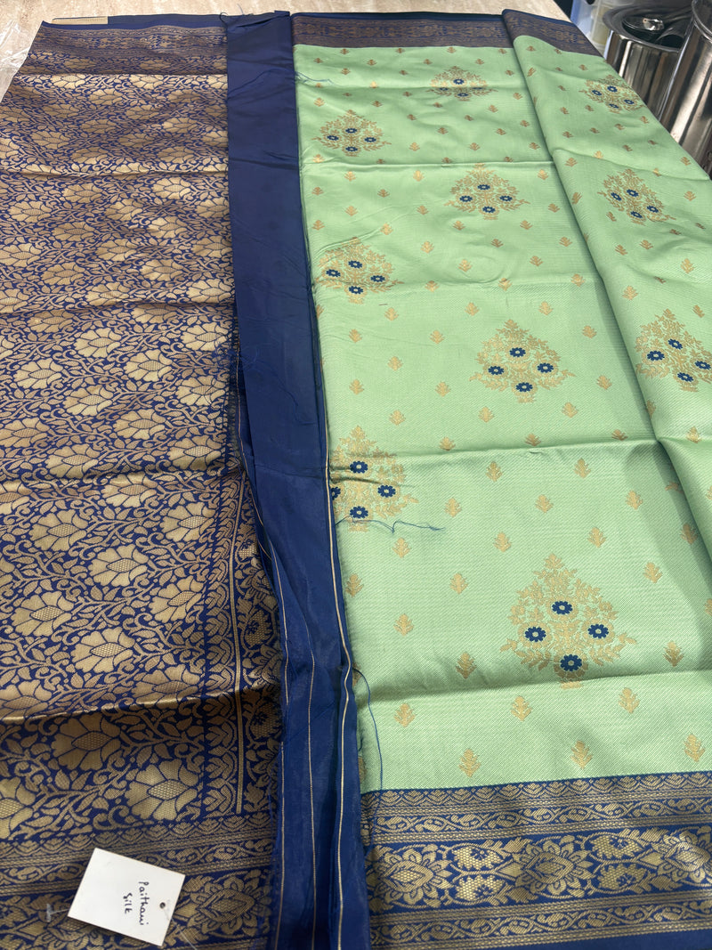Aarohi Mist Blue Soft Silk Saree| Radhe Ethnics