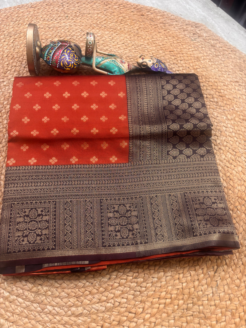 Nandini Crimson Red Soft Silk Saree | Radhe Ethnics