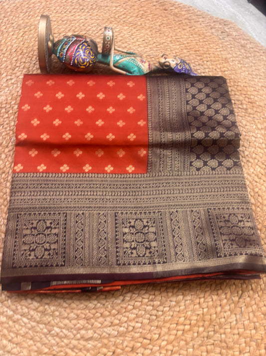 Nandini Crimson Red Soft Silk Saree | Radhe Ethnics