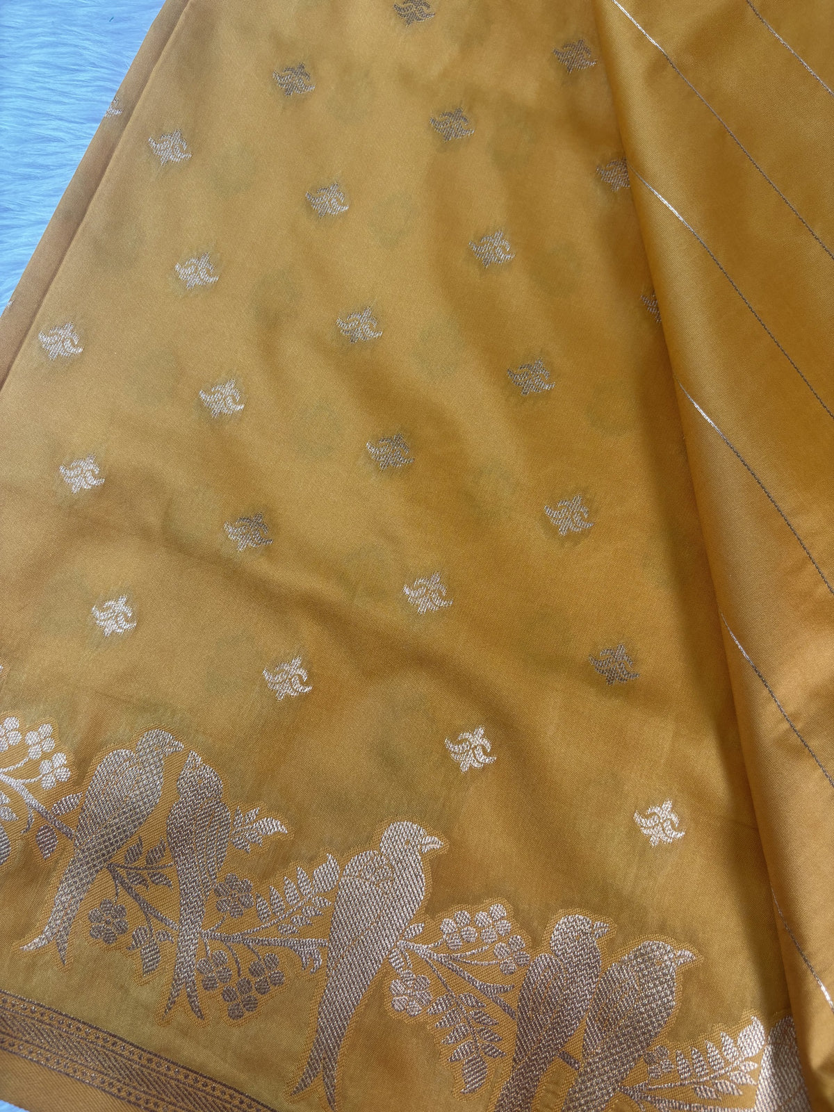 Vamika Mustard Yellow Soft Silk Saree with Pink Pallu | Radhe Ethnics