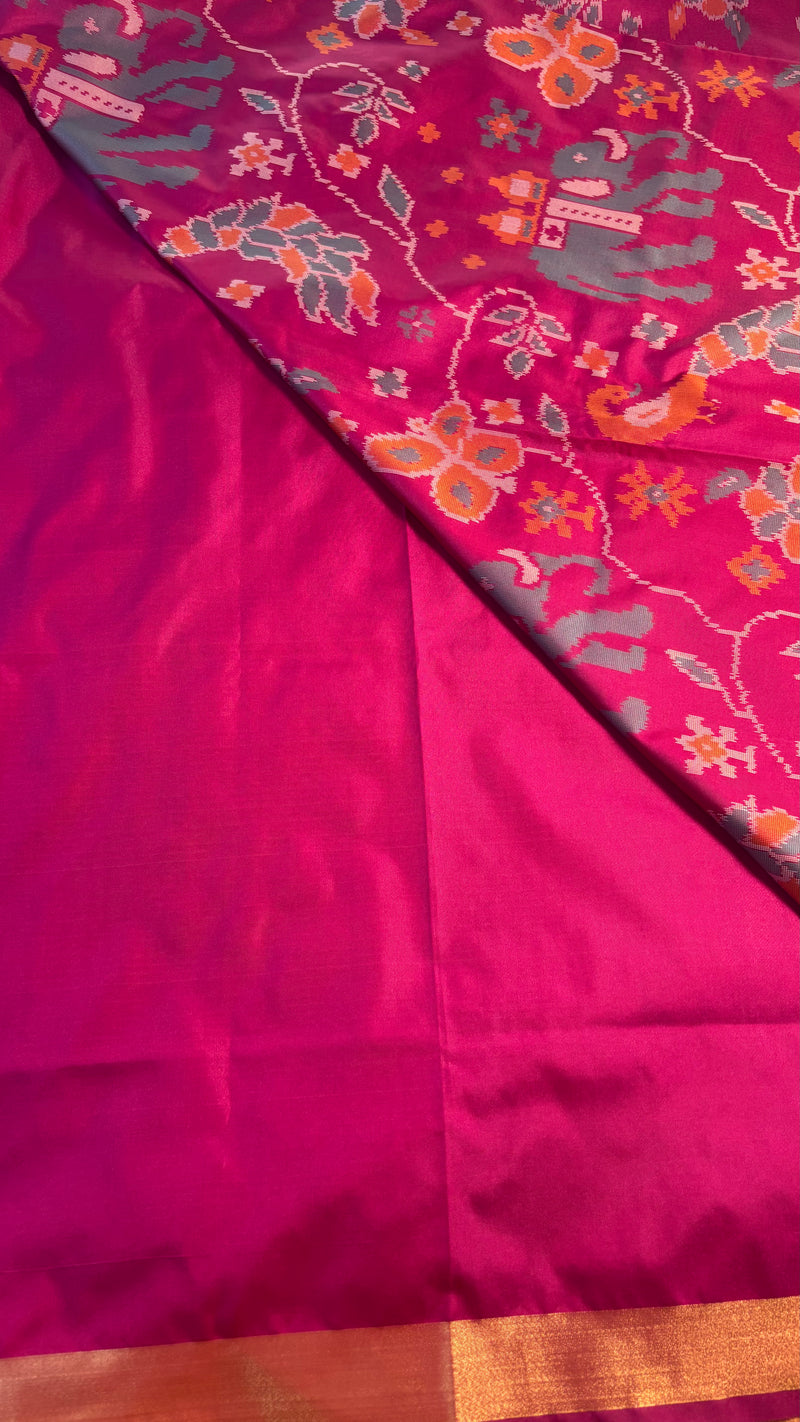 Maya Purple Ikkat Print Soft Blended Silk Saree | Radhe Ethnics