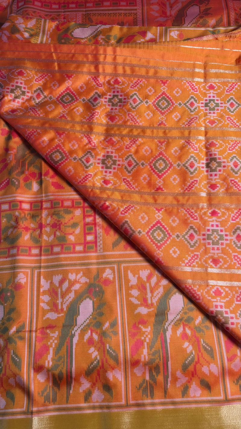 Kiara Yellow Ikkat Print Soft Blended Silk Saree | Radhe Ethnics