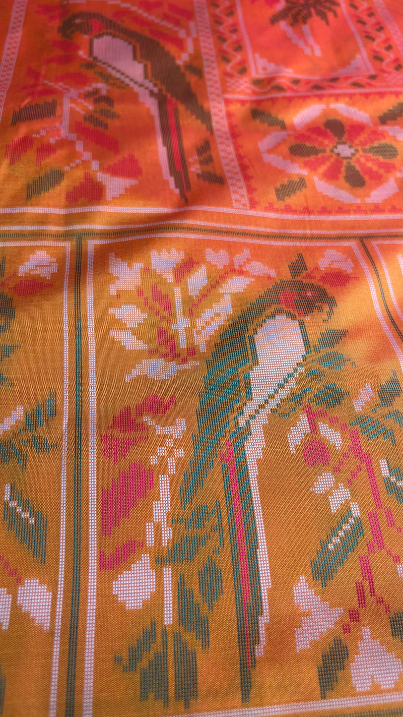 Kiara Yellow Ikkat Print Soft Blended Silk Saree | Radhe Ethnics