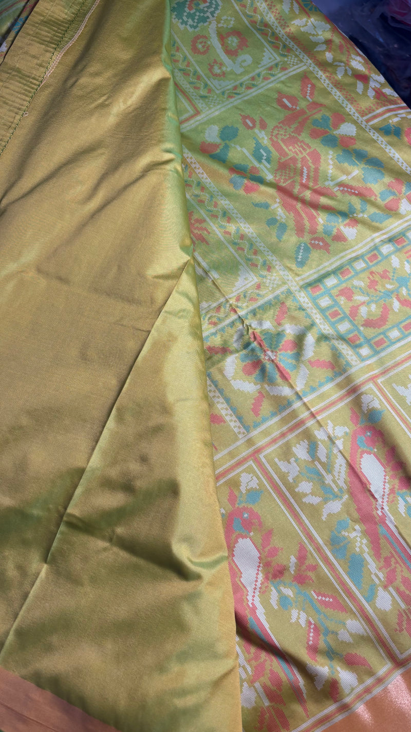 Kiara – Pista Green Ikkat Print Soft Blended Silk Saree | Radhe Ethnics