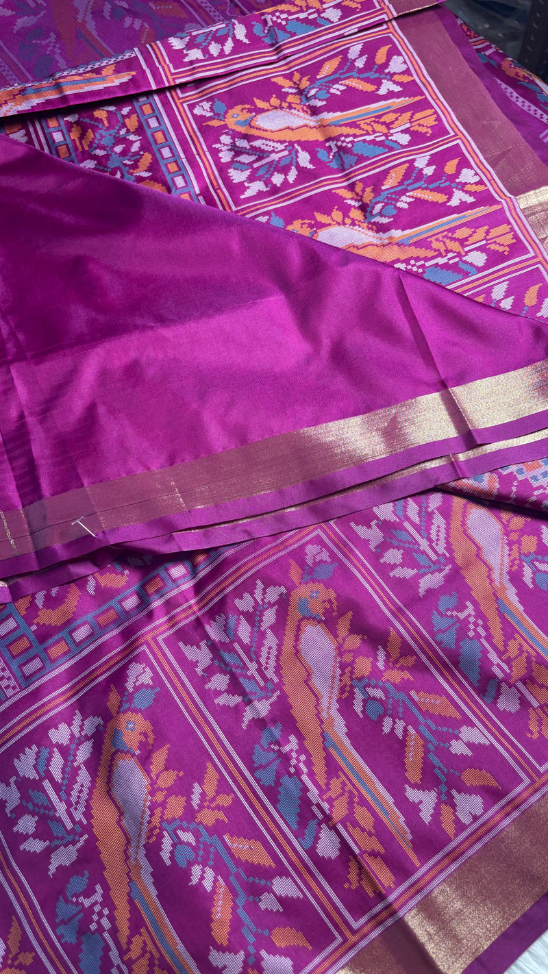 Kiara Purple Ikkat Print Soft Blended Silk Saree | Radhe Ethnics