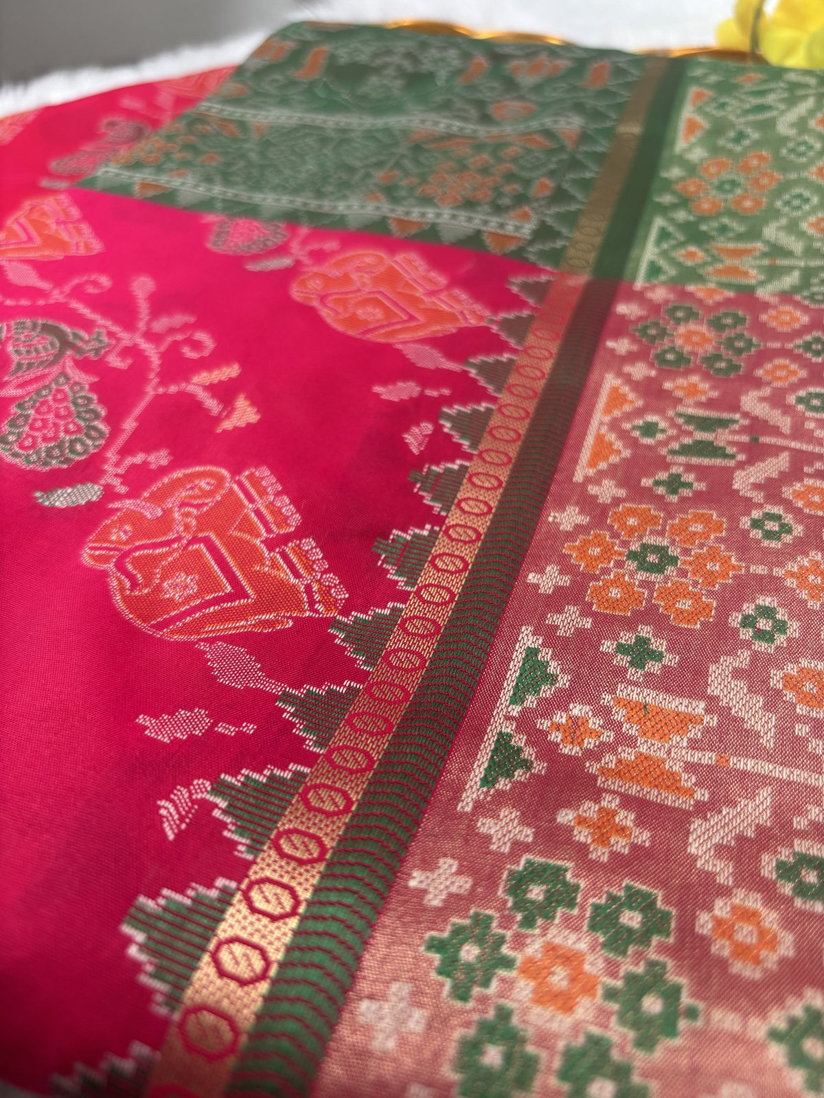 Meherika Rani Pink Pochampally Silk Saree | Radhe Ethnics