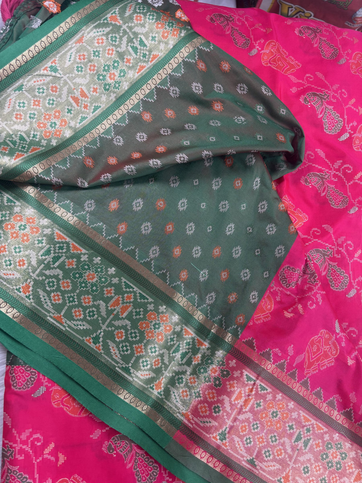 Meherika Rani Pink Pochampally Silk Saree | Radhe Ethnics
