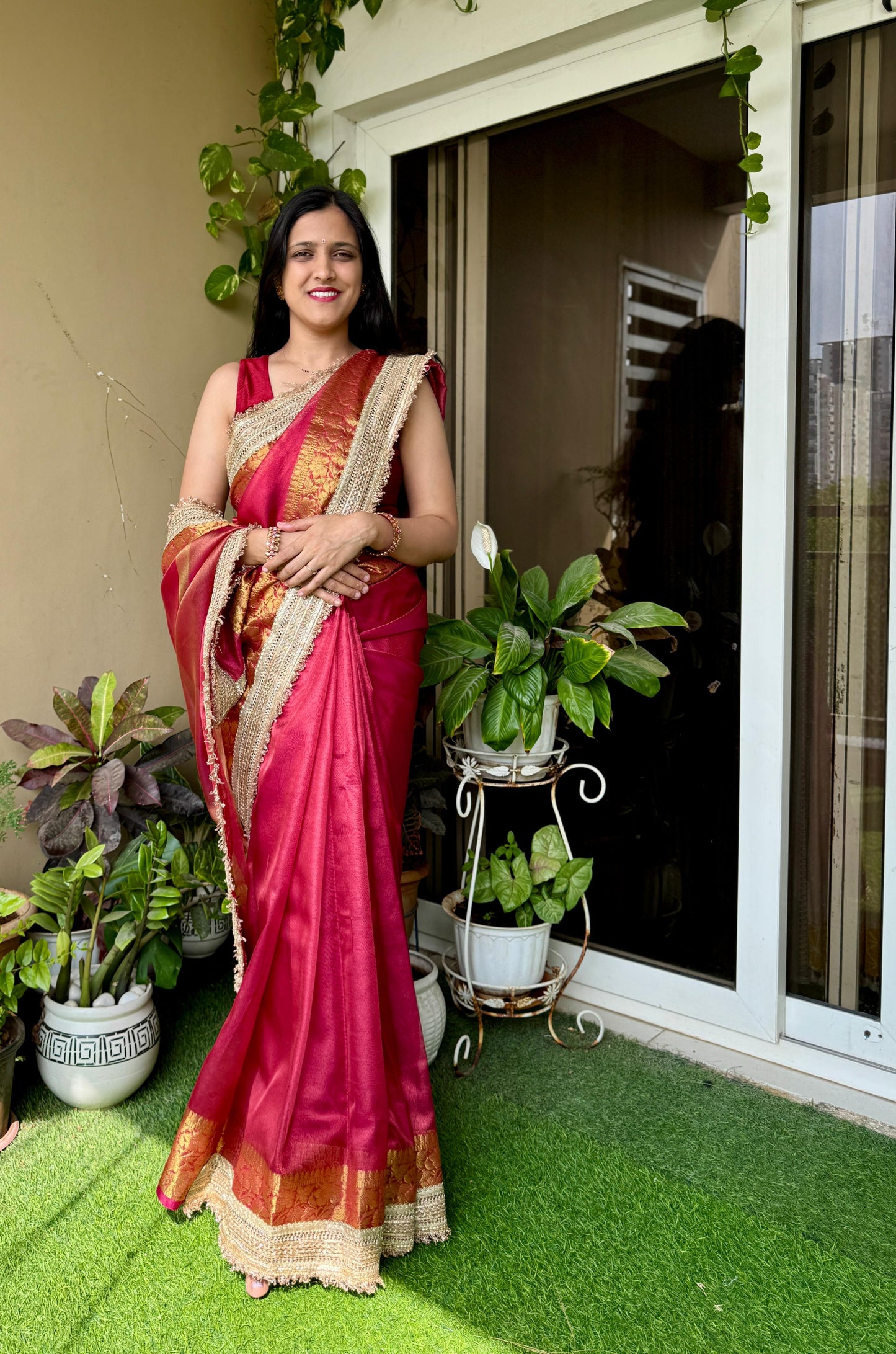 Maharani1 Red tissue Silk Saree