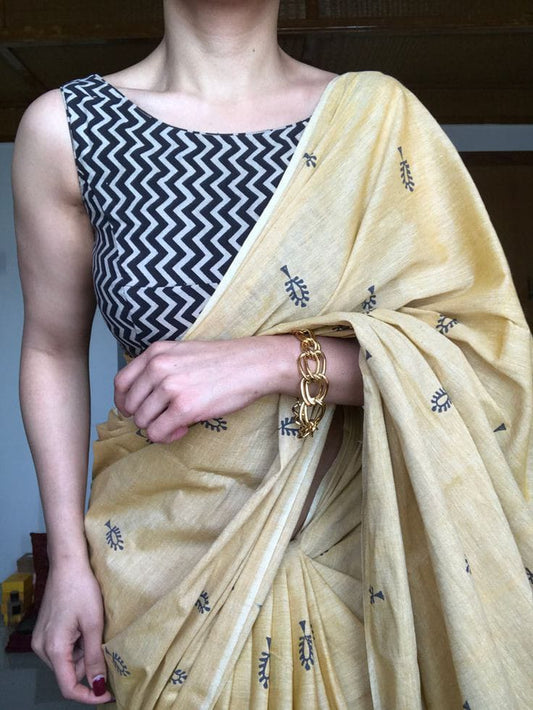 Nitya Soft Chanderi Saree Butter Yellow |Radhe Ethnics