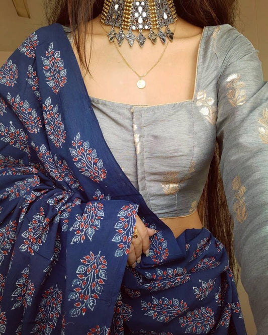 Nitiya Soft Chanderi Saree Royal Blue | Radhe Ethnics