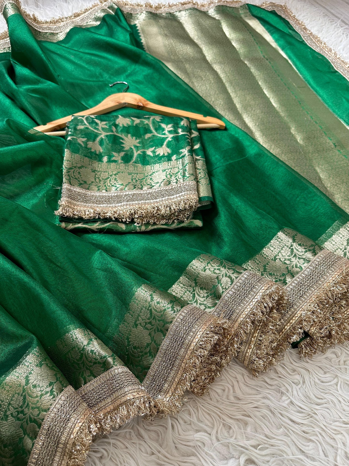 Maharani 4 green tissue saree