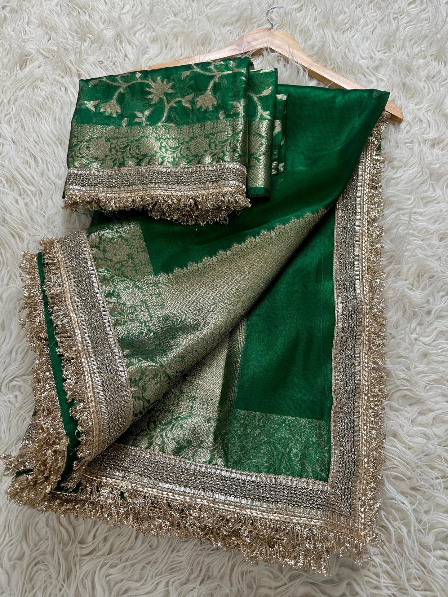 Maharani 4 green tissue saree