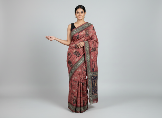 Red Mud Knot Saree