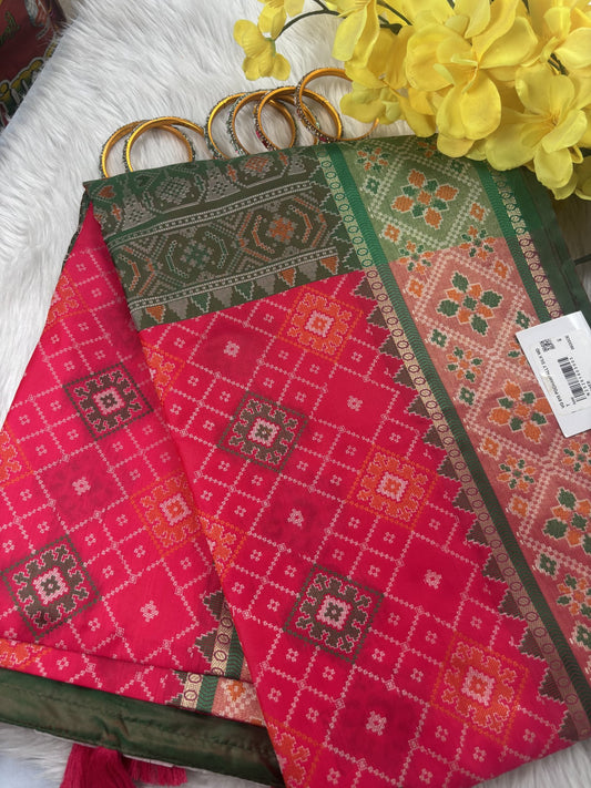 Navya Rani Pink Pochampally Silk Saree | Radhe ethnics