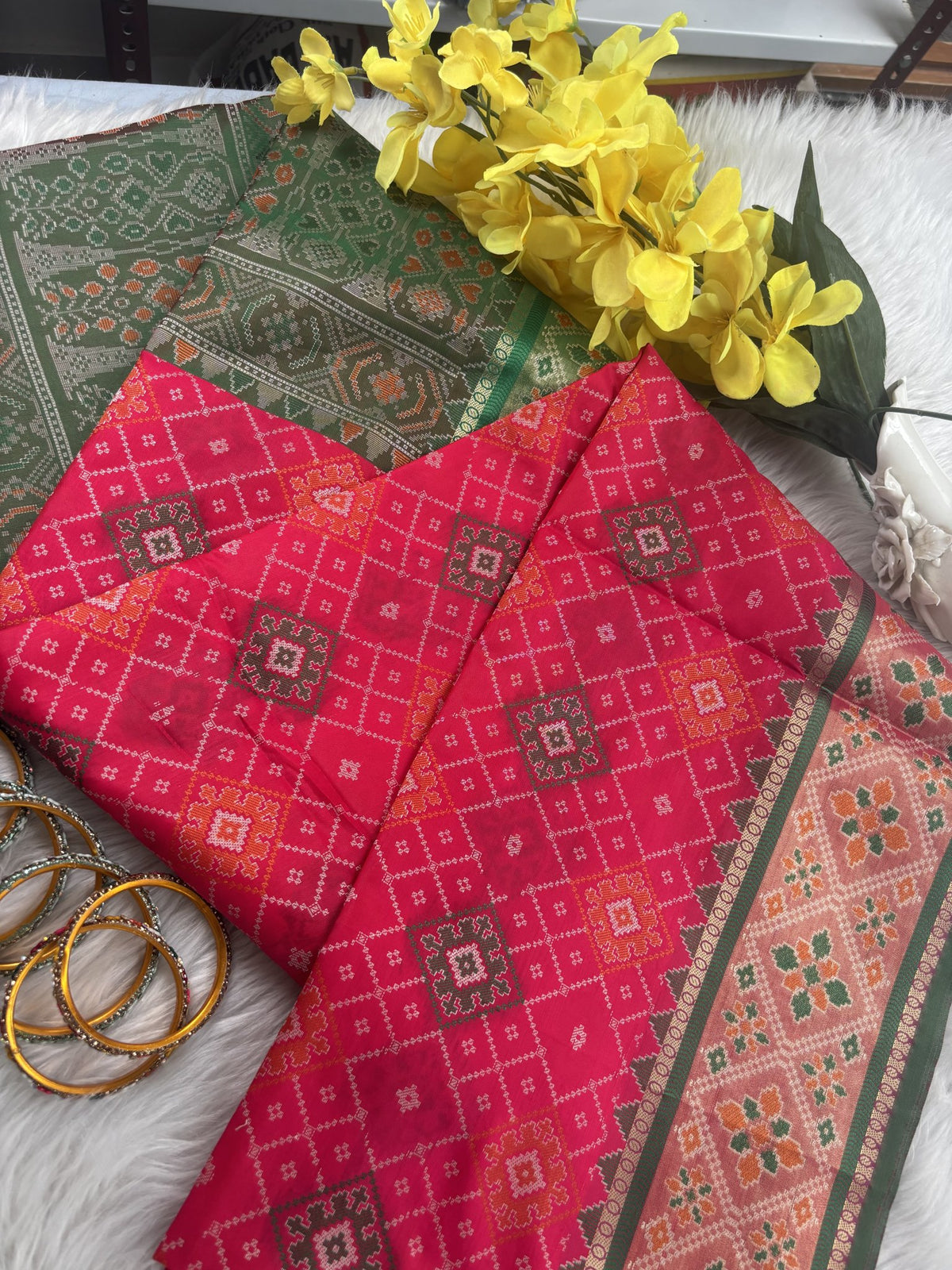 Navya Rani Pink Pochampally Silk Saree | Radhe ethnics
