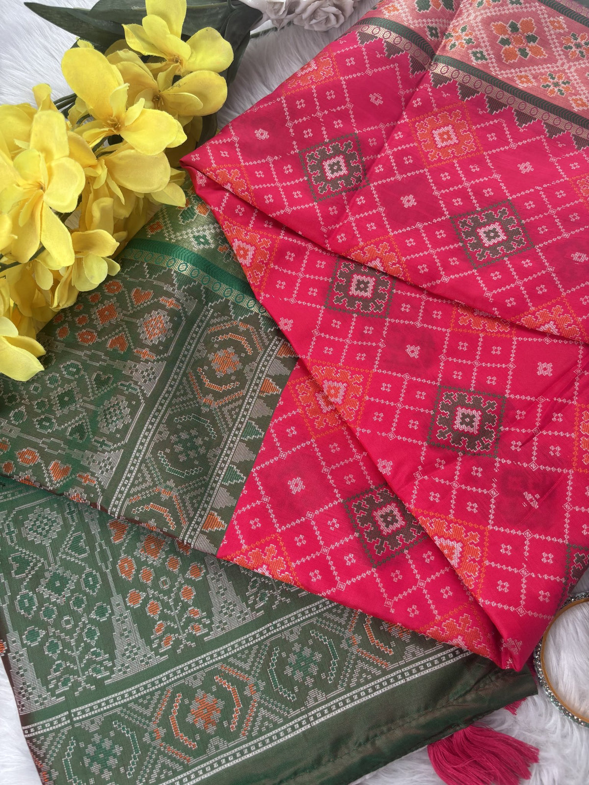 Navya Rani Pink Pochampally Silk Saree | Radhe ethnics