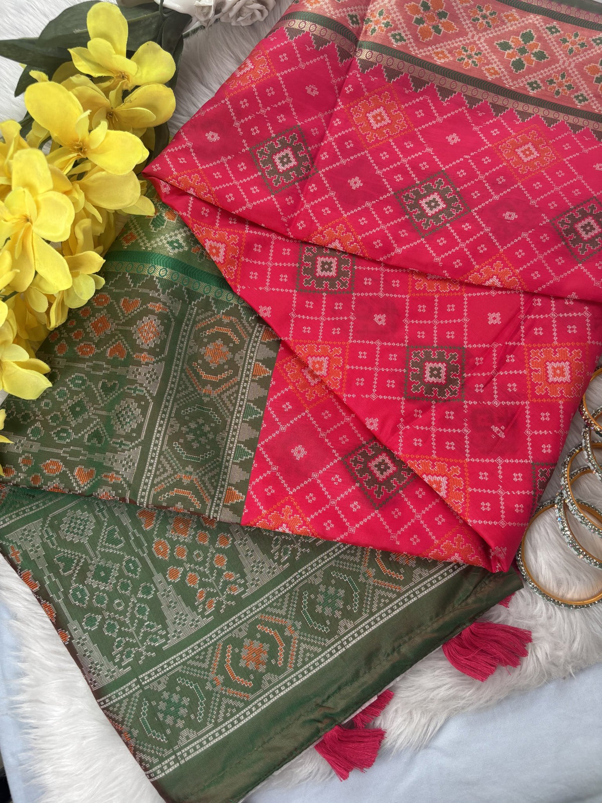 Navya Rani Pink Pochampally Silk Saree | Radhe ethnics